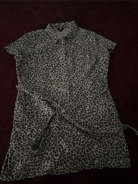 Frye Tan and Black Leopard Print Shirt Dress